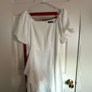 Elegant White Puff Sleeve Mini Dress
